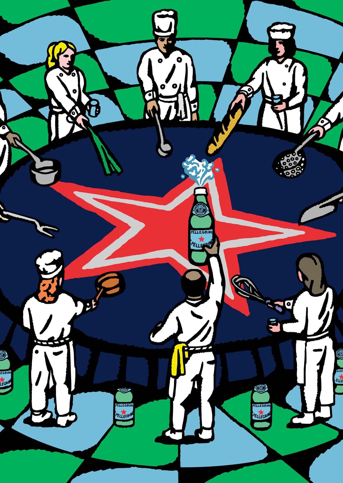 dessin réunion chef San Pellegrino